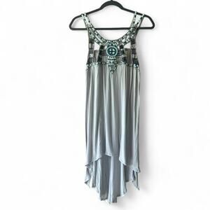 Grey and blue beaded sequin Free people Top‎ Small Y2K EUC Sequined beaded